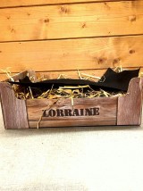 Emballage coffret cadeau :Cagette carton imitation bois logo "Lorraine" 