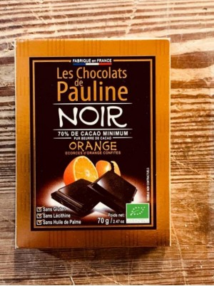 Chocolat Noir Bio 70% de cacao avec écorce d'oranges-100g Chocolat Noir Bio 70% de cacao avec écorce d'oranges-100g