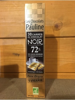 30 Carrés individuels de chocolat Noir Bio 72% 30 Carrés individuels de chocolat Noir Bio 72%