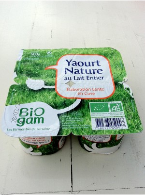 Yaourt Nature lait entier Bio X 4 Lorraine Yaourt Nature lait entier Bio X 4 Lorraine