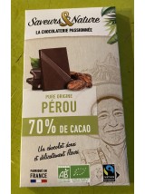 Chocolat noir Bio 70% de cacao-80g-France Saveurs et Nature