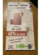 Chocolat au lait Bio -80g-Saveurs et Nature 