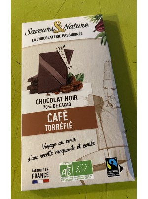 Chocolat Noir Bio 70% café torréfié-80g saveurs et nature