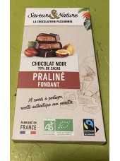 Chocolat Noir Bio 70% de cacao praliné-80g (18 carrés)