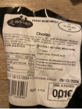 Chorizo doux sous vide-env 300g- la pièce