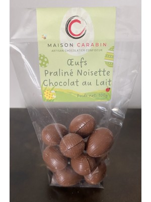 Oeufs Pralin&eacute; Noisette Chocolat LAIT-100g (Maison Carabin)